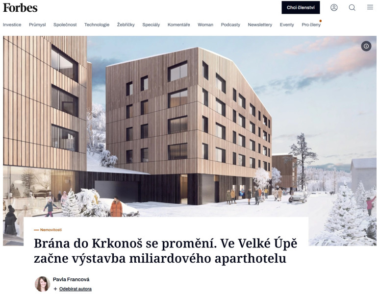 The gateway to the Krkonoše is set for a transformation. Construction of a billion-crown aparthotel to begin in Velká Úpa