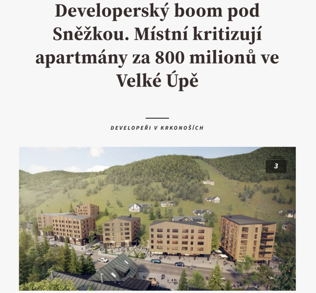 Development boom below Sněžka. Locals criticize the 800-million-crown apartments in Velká Úpa